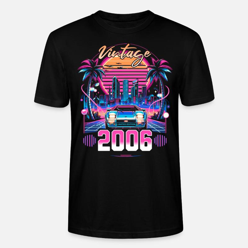 Synthwave Retro 18th Anniversary 2006 - Stanley/Stella CRAFTER Unisex Organic T-Shirt - black