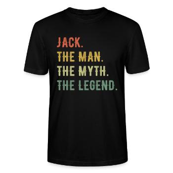 John Jack Vorname Kurzform Man Myth Legend - Stanley/Stella Unisex Bio-T-Shirt CRAFTER - Schwarz - Vorne - Alina (178cm) & Michal (187cm)