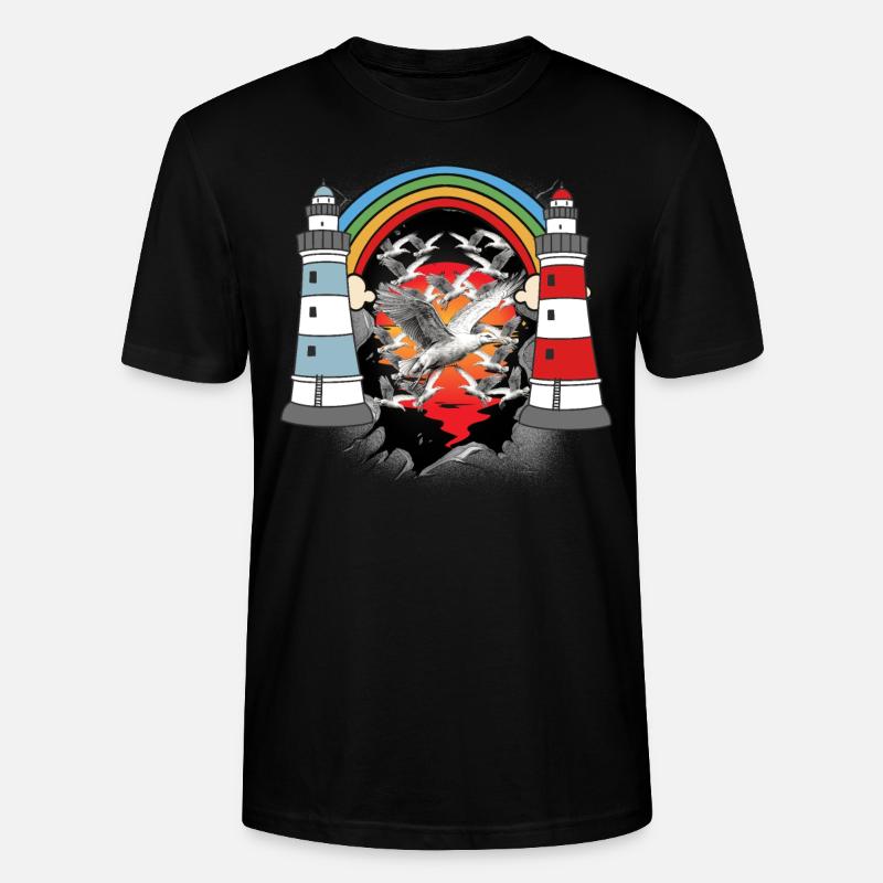 maritime, lighthouse, lighthouses, seagulls, seagulls - Stanley/Stella CRAFTER Unisex Organic T-Shirt - black