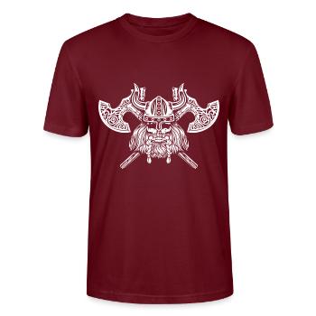 Viking fighter - Stanley/Stella CRAFTER Unisex Organic T-Shirt - burgundy - Front - Alina (178cm) & Michal (187cm)