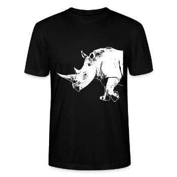 Rhino - Nashorn - Stanley/Stella Unisex Bio-T-Shirt CRAFTER - Schwarz - Vorne - Alina (178cm) & Michal (187cm)