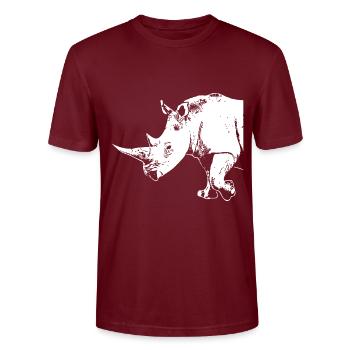 Rhino - Nashorn - Stanley/Stella Unisex Bio-T-Shirt CRAFTER - Burgunderrot - Vorne - Alina (178cm) & Michal (187cm)