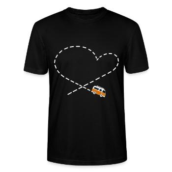 Camper love Bus Camping Herz - Stanley/Stella Unisex Bio-T-Shirt CRAFTER - Schwarz - Vorne - Alina (178cm) & Michal (187cm)