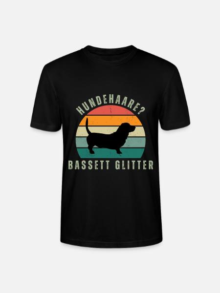 Basset Glitter Retro Sunset - Stanley/Stella Unisex Bio-T-Shirt CRAFTER - Schwarz