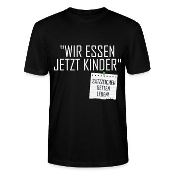 Wir Essen Jetzt Kinder - Stanley/Stella Unisex Bio-T-Shirt CRAFTER - Schwarz - Vorne - Alina (178cm) & Michal (187cm)
