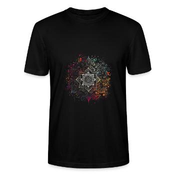 Encre d’aérographe colorée Boho Mandala - T-shirt bio CRAFTER Stanley Stella Unisexe - noir - Devant - Alina (178cm) & Michal (187cm)