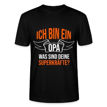 Ich bin ein Opa. Was sind deine Superkräfte? - Stanley/Stella Unisex Bio-T-Shirt CRAFTER - Schwarz - Vorne - Alina (178cm) & Michal (187cm)