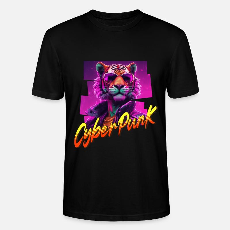 Cyberpunk Tiger - Stanley/Stella Unisex Bio-T-Shirt CRAFTER - Schwarz