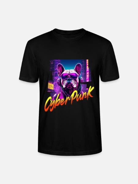 Cyberpunk Bulldog Dog - Stanley/Stella CRAFTER Unisex Organic T-Shirt - black