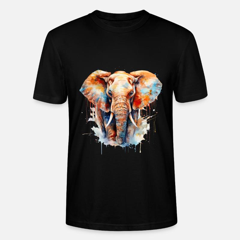 Aquarelle d’éléphant - T-shirt bio CRAFTER Stanley Stella Unisexe - noir