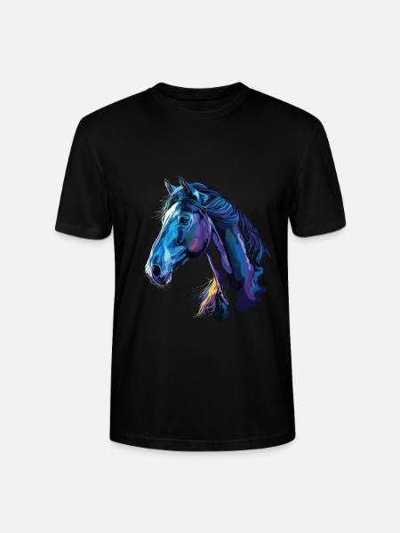 Pferd auf schwarzem Hintergrund - Stanley/Stella Unisex Bio-T-Shirt CRAFTER - Schwarz