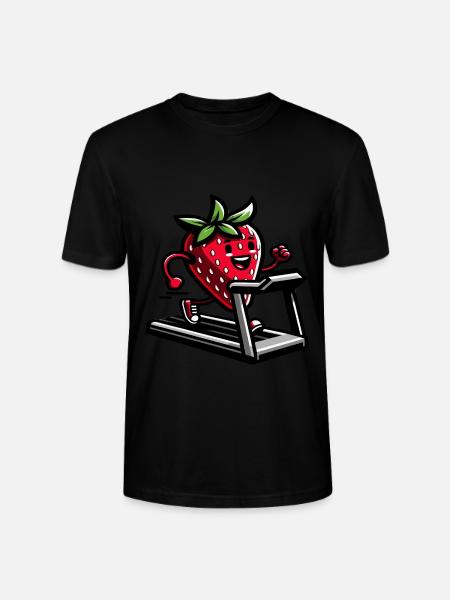 A strawberry on a treadmill - Stanley/Stella CRAFTER Unisex Organic T-Shirt - black
