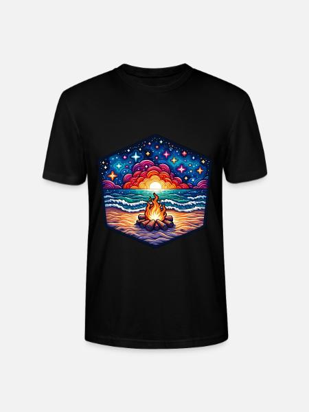 Vibrant campfire by the sea - Stanley/Stella CRAFTER Unisex Organic T-Shirt - black
