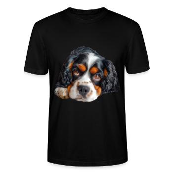Cavalier King Charles - Stanley/Stella Unisex Bio-T-Shirt CRAFTER - Schwarz - Vorne - Alina (178cm) & Michal (187cm)