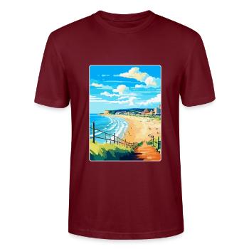 Bournemouth Dorset Vintage Voyage Poster Souvenir - T-shirt bio CRAFTER Stanley Stella Unisexe - bordeaux - Devant - Alina (178cm) & Michal (187cm)