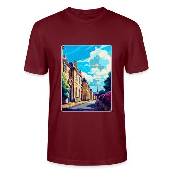 Chipping Norton England Uk Reiseposter Souvenir - Stanley/Stella Unisex Bio-T-Shirt CRAFTER - Burgunderrot - Vorne - Alina (178cm) & Michal (187cm)