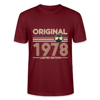 1978 - Stanley/Stella Unisex Bio-T-Shirt CRAFTER - Burgunderrot - Vorne - Alina (178cm) & Michal (187cm)