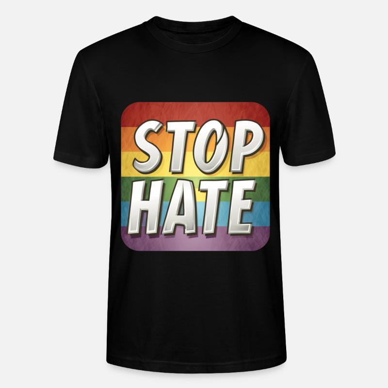 LGBTQ Stop Hate - Stanley/Stella CRAFTER Unisex Organic T-Shirt - black