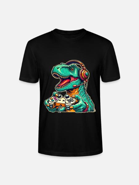 Dinosaur Gaming T Rex - Stanley/Stella CRAFTER Unisex Organic T-Shirt - black