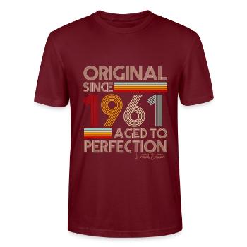 1961 - Stanley/Stella CRAFTER Unisex Organic T-Shirt - burgundy - Front - Alina (178cm) & Michal (187cm)