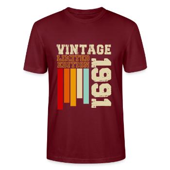 1991 - Stanley/Stella CRAFTER Unisex Organic T-Shirt - burgundy - Front - Alina (178cm) & Michal (187cm)