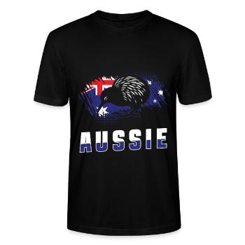 Australia Flag Animals - Stanley/Stella CRAFTER Unisex Organic T-Shirt - black - Front - Alina (178cm) & Michal (187cm)