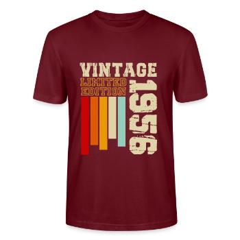 1956 - Stanley/Stella CRAFTER Unisex Organic T-Shirt - burgundy - Front - Alina (178cm) & Michal (187cm)