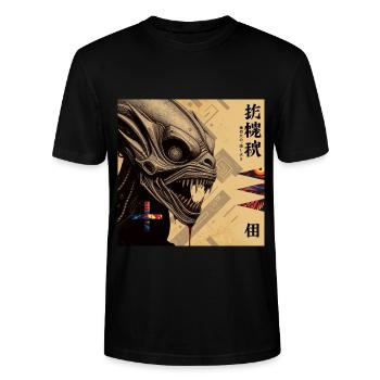 Monster #106 - Stanley/Stella Unisex Bio-T-Shirt CRAFTER - Schwarz - Vorne - Alina (178cm) & Michal (187cm)