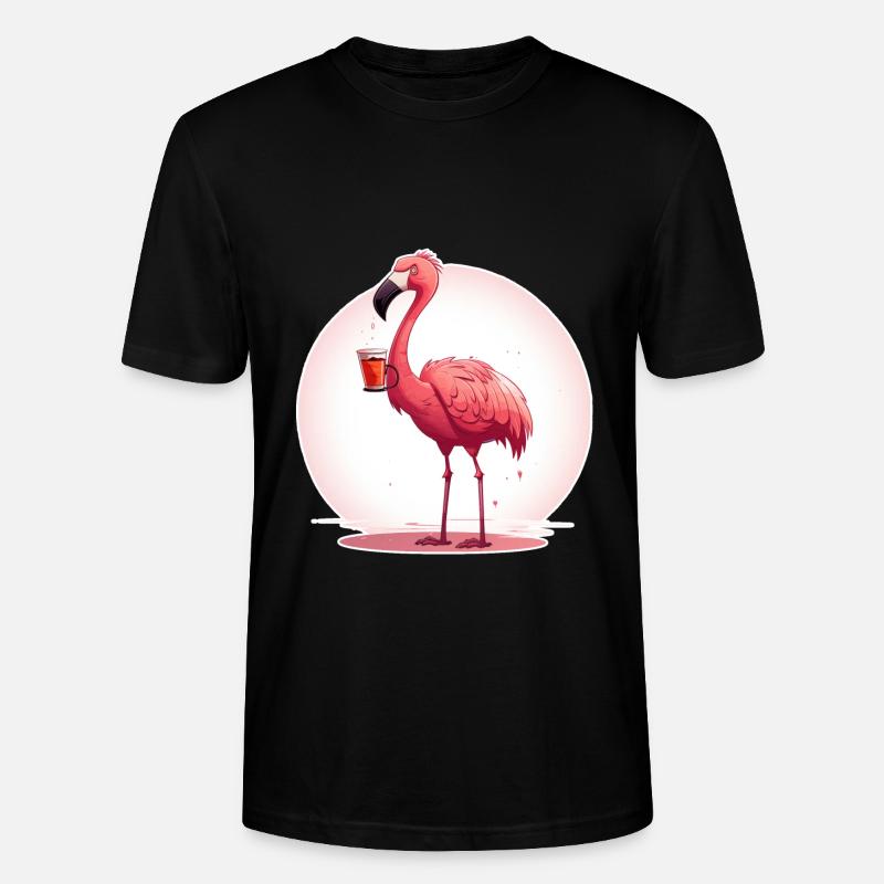 Flamingo boit du café - T-shirt bio CRAFTER Stanley Stella Unisexe - noir