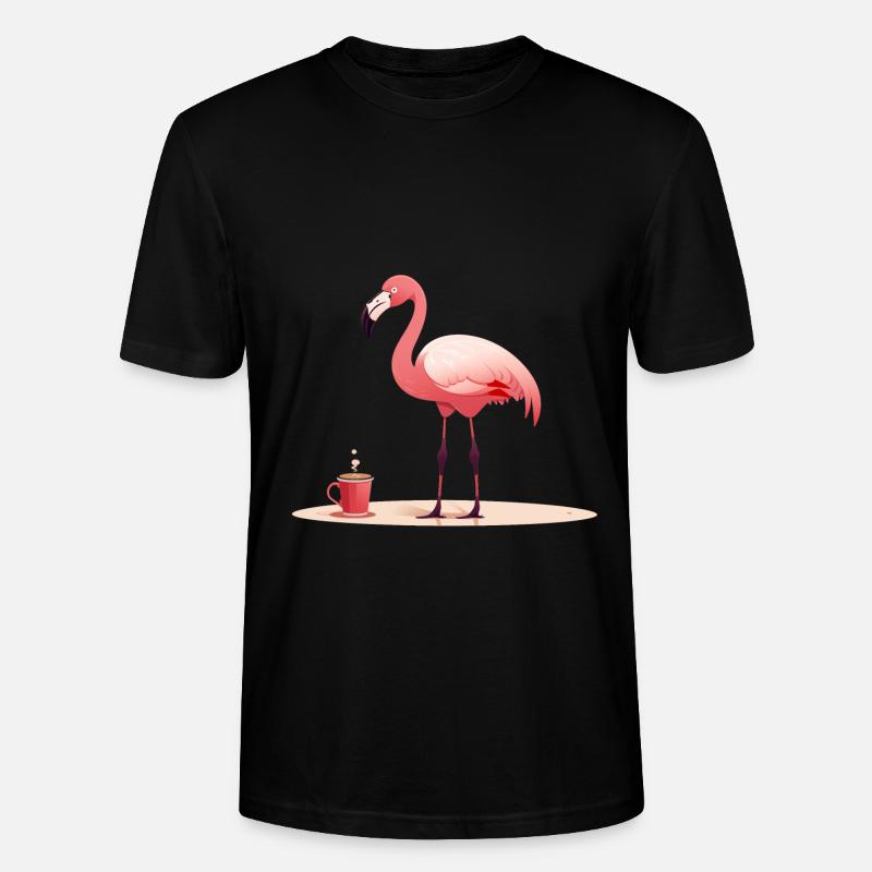 Flamingo boit du café - T-shirt bio CRAFTER Stanley Stella Unisexe - noir