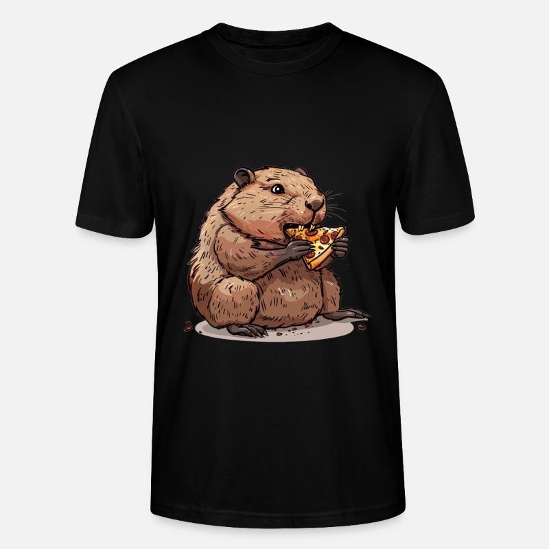 Biber isst Pizza - Stanley/Stella Unisex Bio-T-Shirt CRAFTER - Schwarz