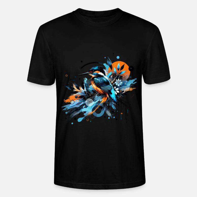 Eisvogel, buntes Aquarell, Vogel - Stanley/Stella Unisex Bio-T-Shirt CRAFTER - Schwarz