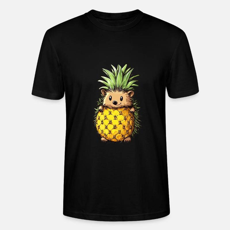 Pineapple Hedgehog - Stanley/Stella CRAFTER Unisex Organic T-Shirt - black