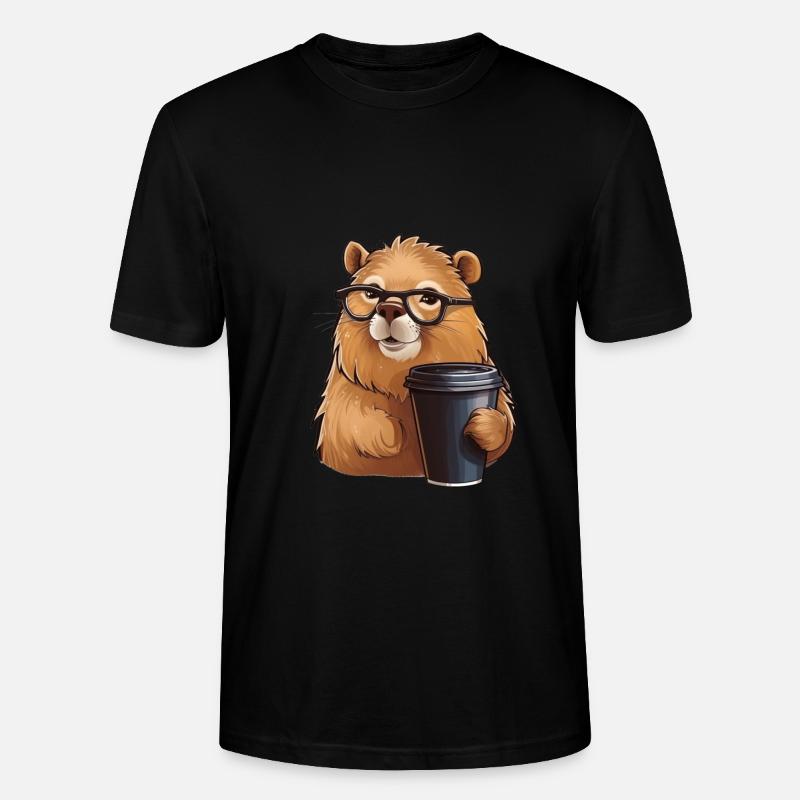 Capibara boit du café - T-shirt bio CRAFTER Stanley Stella Unisexe - noir