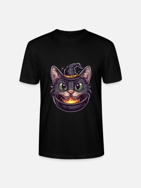 Cat Cauldron Cat Witch Halloween - Stanley/Stella CRAFTER Unisex Organic T-Shirt - black
