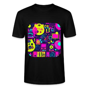 Pop Culture 80s Hits Party - Stanley/Stella CRAFTER Unisex Organic T-Shirt - black - Front - Alina (178cm) & Michal (187cm)