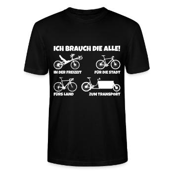 Fahrräder - Ich brauch die alle! - Stanley/Stella Unisex Bio-T-Shirt CRAFTER - Schwarz - Vorne - Alina (178cm) & Michal (187cm)