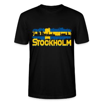 Stockholm Skyline - Stanley/Stella Unisex Bio-T-Shirt CRAFTER - Schwarz - Vorne - Alina (178cm) & Michal (187cm)