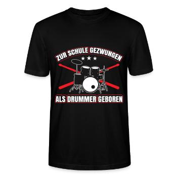 Zur Schule Gezwungen Als Drummer Geboren - Stanley/Stella Unisex Bio-T-Shirt CRAFTER - Schwarz - Vorne - Alina (178cm) & Michal (187cm)