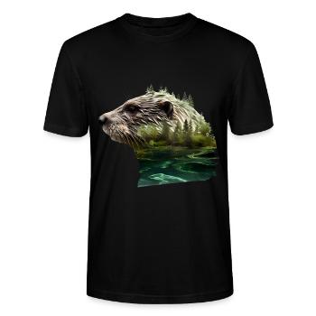 Otter - Stanley/Stella Unisex Bio-T-Shirt CRAFTER - Schwarz - Vorne - Alina (178cm) & Michal (187cm)