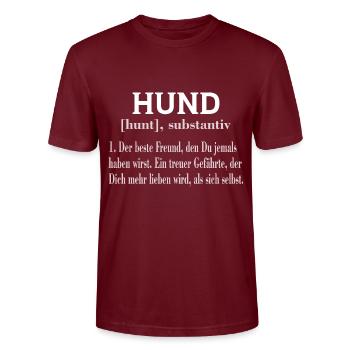 Hund substantiv - Stanley/Stella Unisex Bio-T-Shirt CRAFTER - Burgunderrot - Vorne - Alina (178cm) & Michal (187cm)