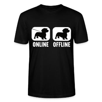 Online Offline Dackel Dachshund Dackelbesitzer - Stanley/Stella Unisex Bio-T-Shirt CRAFTER - Schwarz - Vorne - Alina (178cm) & Michal (187cm)