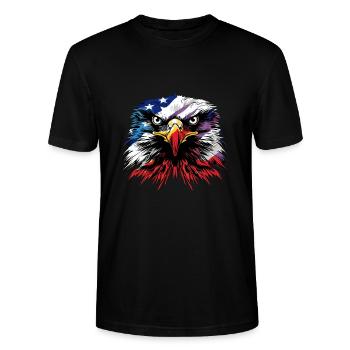 American Flag Freedom Eagle USA Pride - Stanley/Stella Unisex Bio-T-Shirt CRAFTER - Schwarz - Vorne - Alina (178cm) & Michal (187cm)