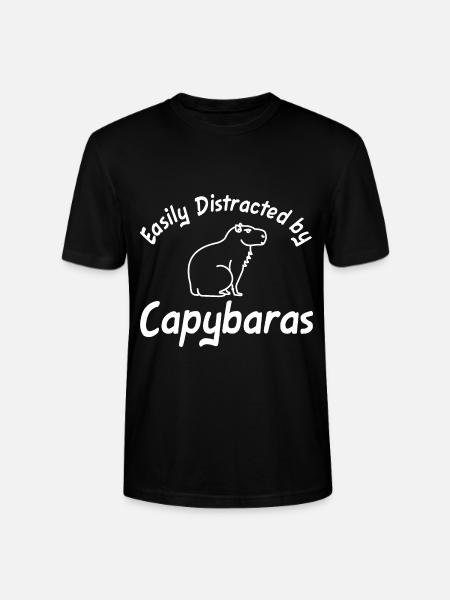 Easily distracted by Capybaras capybara - Stanley/Stella CRAFTER Unisex Organic T-Shirt - black