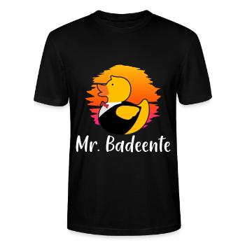 Badeente Gummiente - Stanley/Stella Unisex Bio-T-Shirt CRAFTER - Schwarz - Vorne - Alina (178cm) & Michal (187cm)