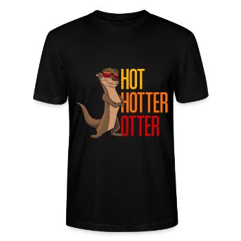 Hot Hotter Otter - Stanley/Stella Unisex Bio-T-Shirt CRAFTER - Schwarz - Vorne - Alina (178cm) & Michal (187cm)