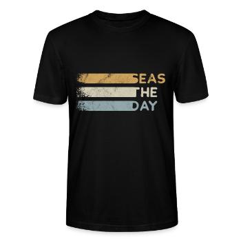Seas The Day Take advantage of the day's funny beach vacationers - Stanley/Stella CRAFTER Unisex Organic T-Shirt - black - Front - Alina (178cm) & Michal (187cm)