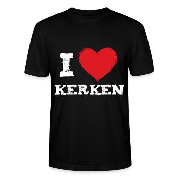 Ich liebe meine Stadt Kerken - Stanley/Stella Unisex Bio-T-Shirt CRAFTER - Schwarz - Vorne - Alina (178cm) & Michal (187cm)