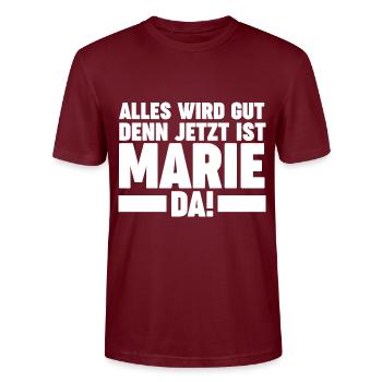 Marie - Stanley/Stella Unisex Bio-T-Shirt CRAFTER - Burgunderrot - Vorne - Alina (178cm) & Michal (187cm)