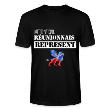 Réunionnais Réunion Drapeau La Réunion - T-shirt bio CRAFTER Stanley Stella Unisexe - noir - Devant - Alina (178cm) & Michal (187cm)